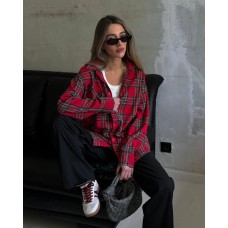 Рубашка из фланели в клетку красный