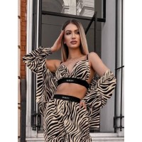 Топ «Luxury» на резинке зебра (черно-бежевый)