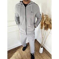 Спортивный мужской костюм: кофта на молнии+штаны (двонитка) серый