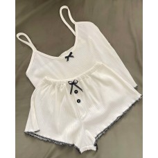 Домашний комплект-пижама (майка на тонких брителях+шортики) молоко