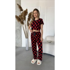 ДОМАШНИЙ КОМПЛЕКТ футболка+штаны принт сердца черный