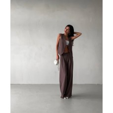 Костюм (брюки палаццо клеш от бедра+жилет) шоколад