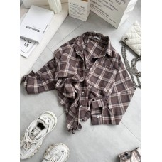 Рубашка из натуральной ткани фланель шоколад