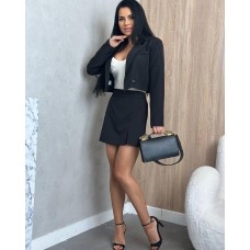 Весенний костюм 2-ка: пиджак+юбка-шорты черный