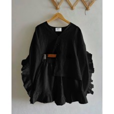 Костюм: рубашка + шорты высокая посадка черный