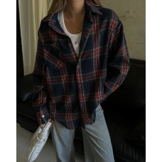 Рубашка из фланели в клетку темно синий