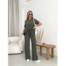 Женский костюм: футболка+штаны (креп жатка) хаки