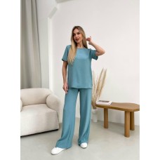 Женский костюм: футболка+штаны (креп жатка) оливка