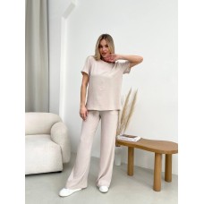 Женский костюм: футболка+штаны (креп жатка) бежевый