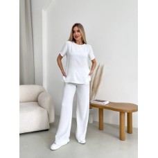 Женский костюм: футболка+штаны (креп жатка) молочный