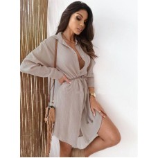Очень легкое Женское Платье-рубашка мокко