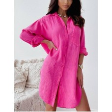 Очень легкое Женское Платье-рубашка малина