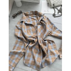 Базовая рубашка с накатом (фланель коттон) беж