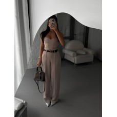 Женский костюм: топ без брителек+брюки бежевый