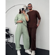 Удобные базовые ПАРНЫЕ костюмы ЖЕНСКИЙ футболка+штаны олива