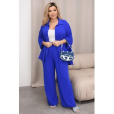 Летний костюм (рубашка-разлетайка+брюки прямого кроя) электрик