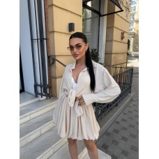 Летний костюмчик: oversize рубашка и юбочка беж