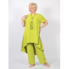 Костюм из креп жатки (асимметричная свободная туника+брюки с карманами) горох