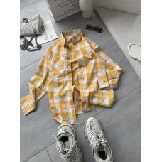 Рубашка из фланели в клетку желтый с бежевым