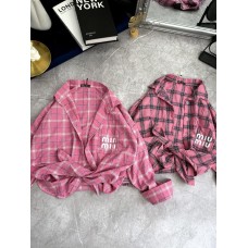 Рубашка с длинным рукавом в клетку с карманом на груди+накатом малина+черный