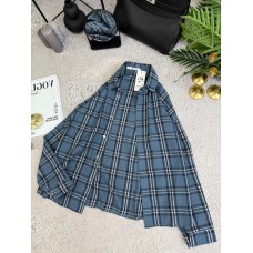 Легкая рубашка в клетку с длинным рукавом фланель синий