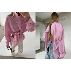 Рубашка свободного ассиметричного кроя с открытой спиной розовый