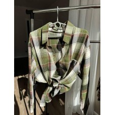 Комфортная базовая рубашка в клетку оливковый