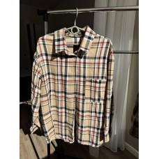 Комфортная базовая рубашка в клетку бежевый