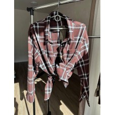 Комфортная базовая рубашка в клетку шоколад