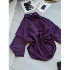 Рубашка в клетку в стиле MIU MIU Oversize крой синий+красная полоска