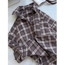 Рубашка унисекс в клетку (фланель) светло-коричневый