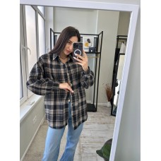 Рубашка объемная в клетку с длинным рукавом черный