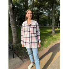 Флисовая рубашка в клетку розовый