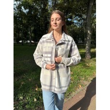 Флисовая рубашка в клетку бежевый