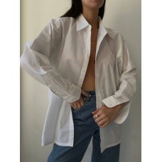 Удлиненная Рубашка оверсайз котон белый