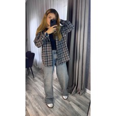 Рубашка прямого кроя из фланели с длинным рукавом шоколад