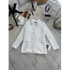 Классический пиджак с большими карманами+английским воротником белый