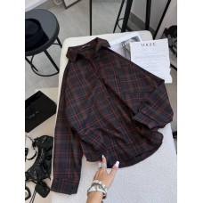 Рубашка свободного кроя в клетку шоколад