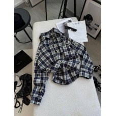 Рубашка свободного кроя в клетку синий