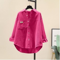 Вельветовая рубашка свободного кроя малина