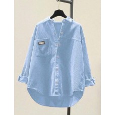 Вельветовая рубашка свободного кроя голубой