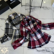 Удлиненная кашемировая рубашка в клетку с лого нашивкой бордо