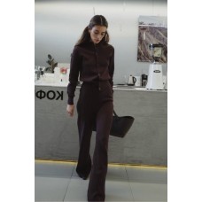 Теплый костюм из ангоры (кардиган+свободные брюки) шоколад