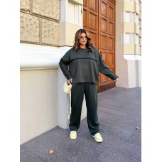 Спортивный прогулочный костюм: кофта+штаны (петля) хаки