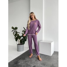 Комплект Домашней Одежды в рубчик (кофта+штаны) лаванда
