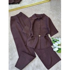 Костюм с поясом: рубашка+брюки Ангора шоколад