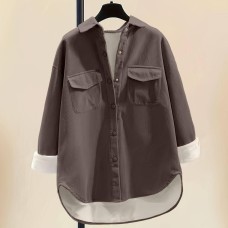 Вельветовая рубашка на меху шоколад