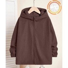 Вельветовая толстовка на флисе с капюшоном шоколад