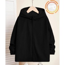 Вельветовая толстовка на флисе с капюшоном черный