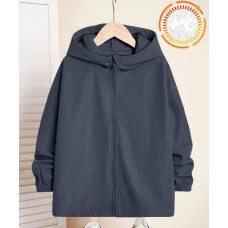 Вельветовая толстовка на флисе с капюшоном графит